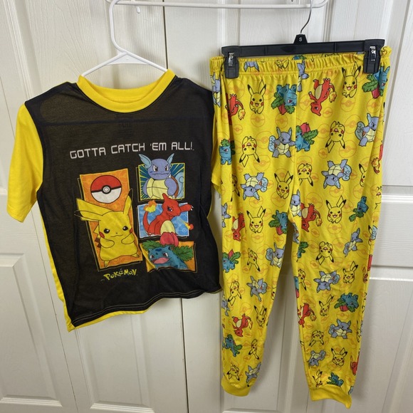 Pokémon Pajama Sleep Set Boys Pant And‎ Top 14-16 Graphic Gotta Catch 'Em All - Picture 1 of 11